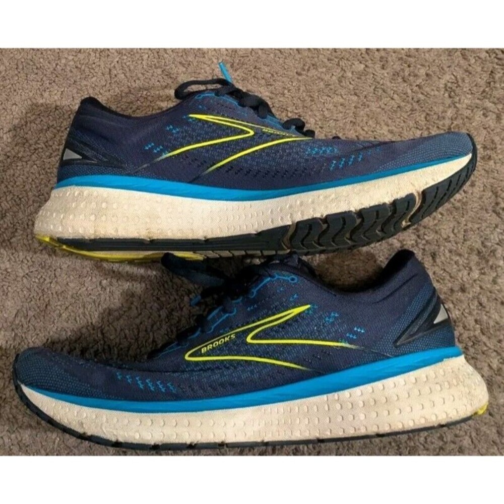 Brooks Men's Athletic Shoes - Navy and Neon Yellow